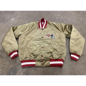 Vintage San Francisco 49ers Jacket Mens‎ Medium Gold NFL Football Chalk Line
